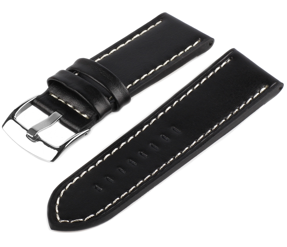 Uhren Lederarmband Schwarz-Weiß PRO55 Glattleder