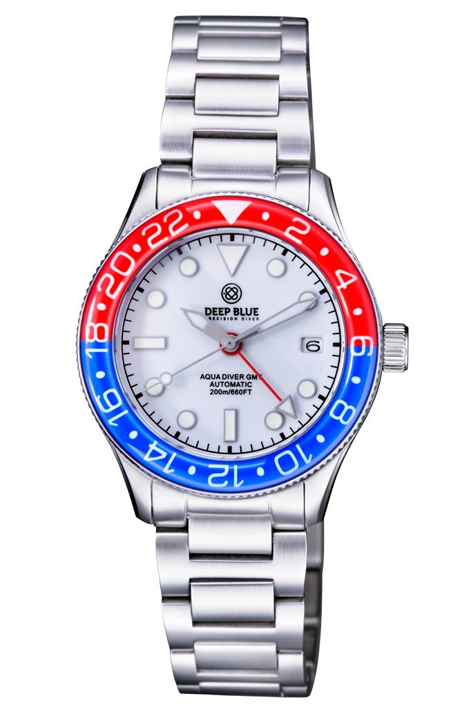 Deep Blue Aqua Diver 40mm White-Red-Blue