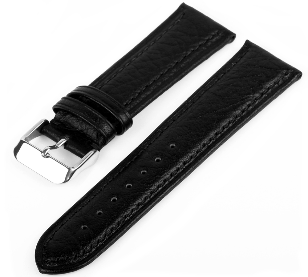 Uhren Lederarmband Schwarz LX50 Genarbt Gepolstert