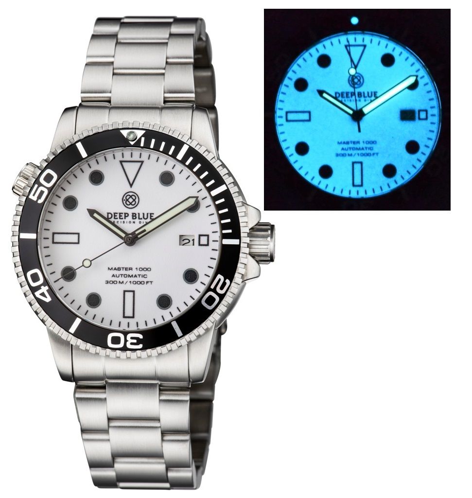 Deep Blue Master 1000 White Lume Steel