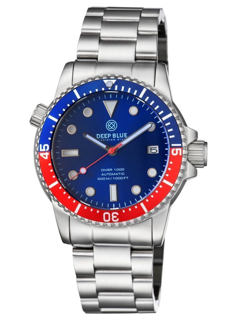 Deep Blue Diver 1000 Blue-Red-15-30-45-Steel
