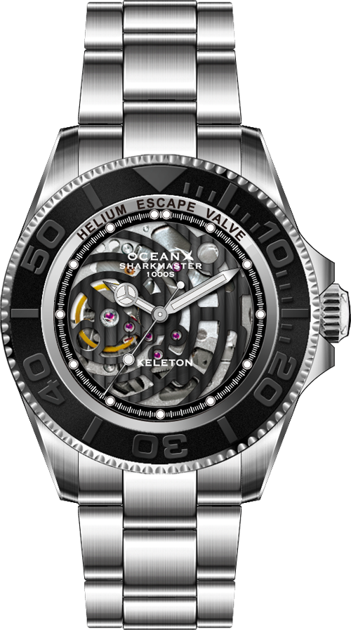 OceanX Sharkmaster 1000 Black-Black Skeleton Automatic