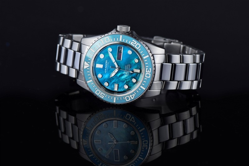 ARAGON Divemaster Tungsten NH36 Automatic Sky Blue MOP 40mm
