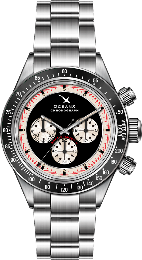 OceanX Speedracer II Chrono Black-Cream 41,5mm Herrenuhr