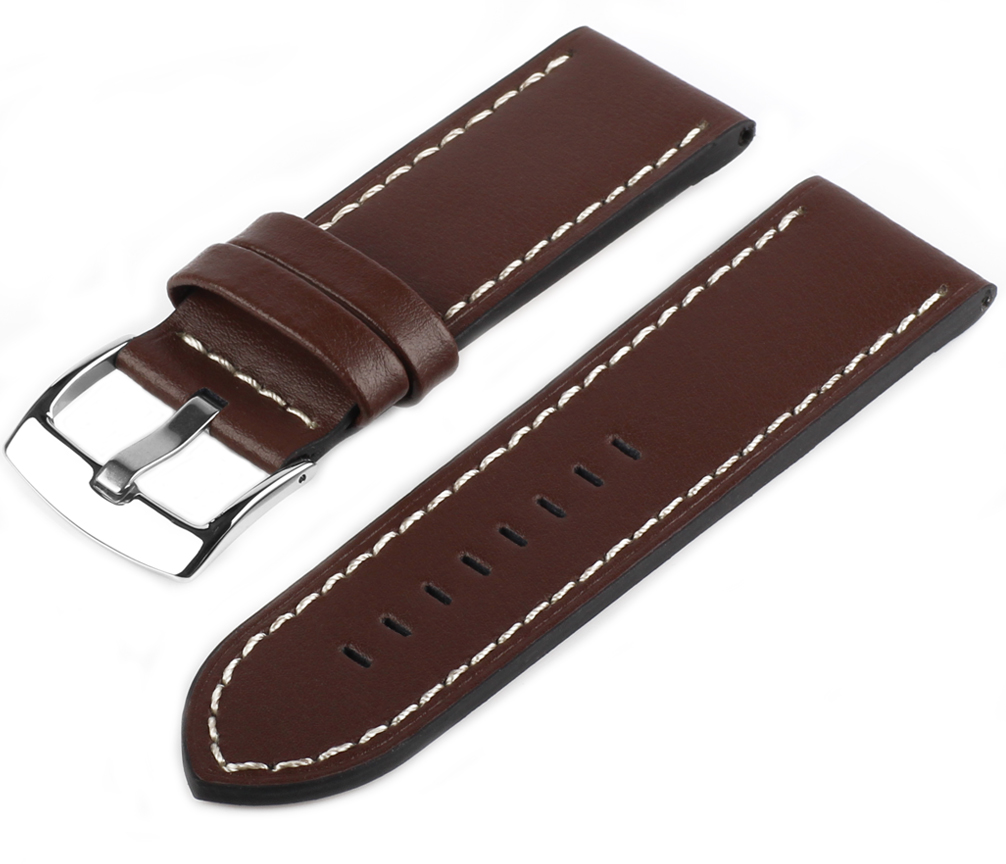 Uhren Lederarmband Braun-Weiß PRO65 Glattleder