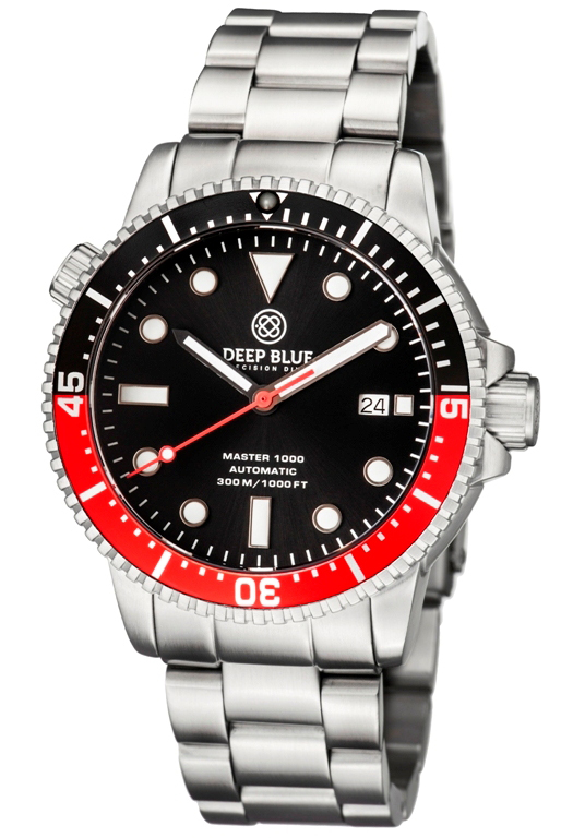 Deep Blue Master 1000 Black-Black-Red Steel