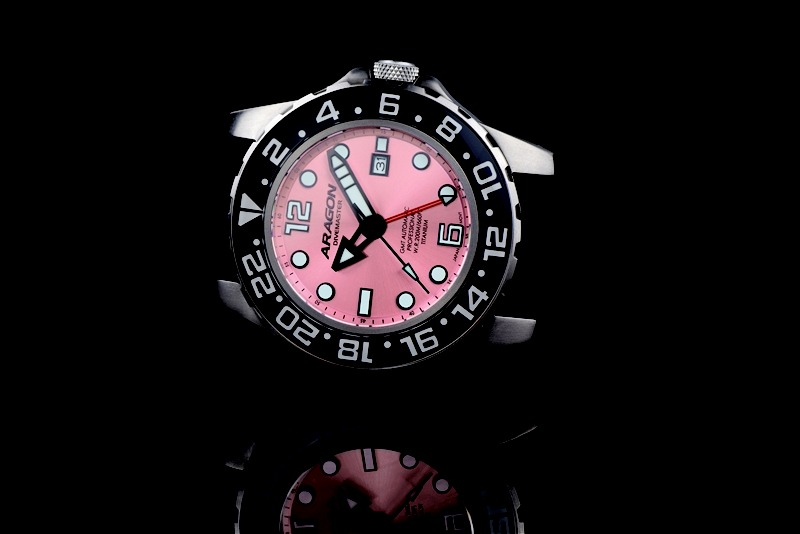 ARAGON Divemaster Titanium GMT Automatic Pink 50mm LE
