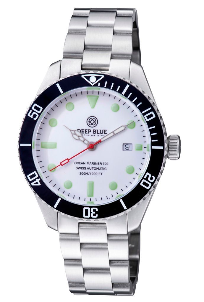 Deep Blue Ocean Mariner 300 White Dial – Swiss Automatic Diver Watch 42mm