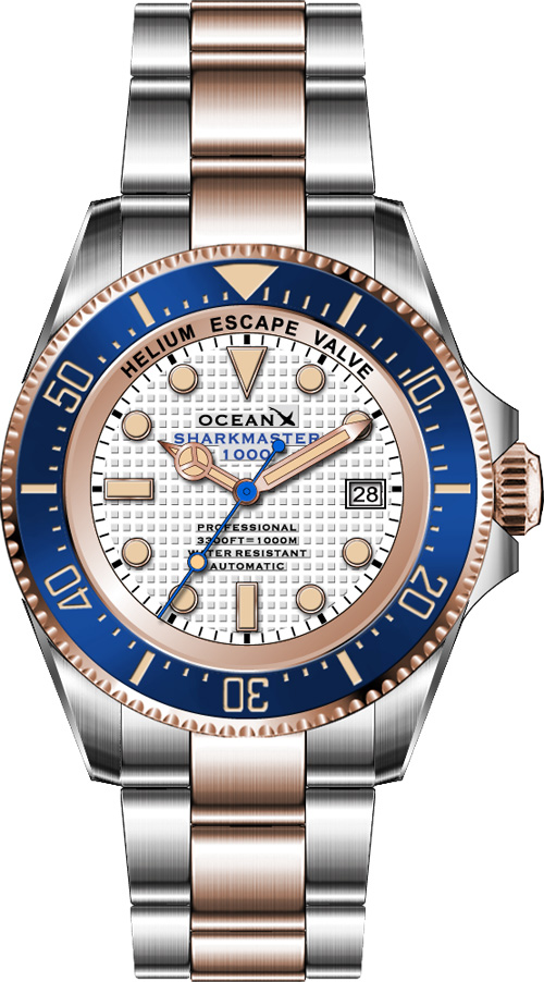 OceanX Sharkmaster 1000 White Gold-IP Automatic