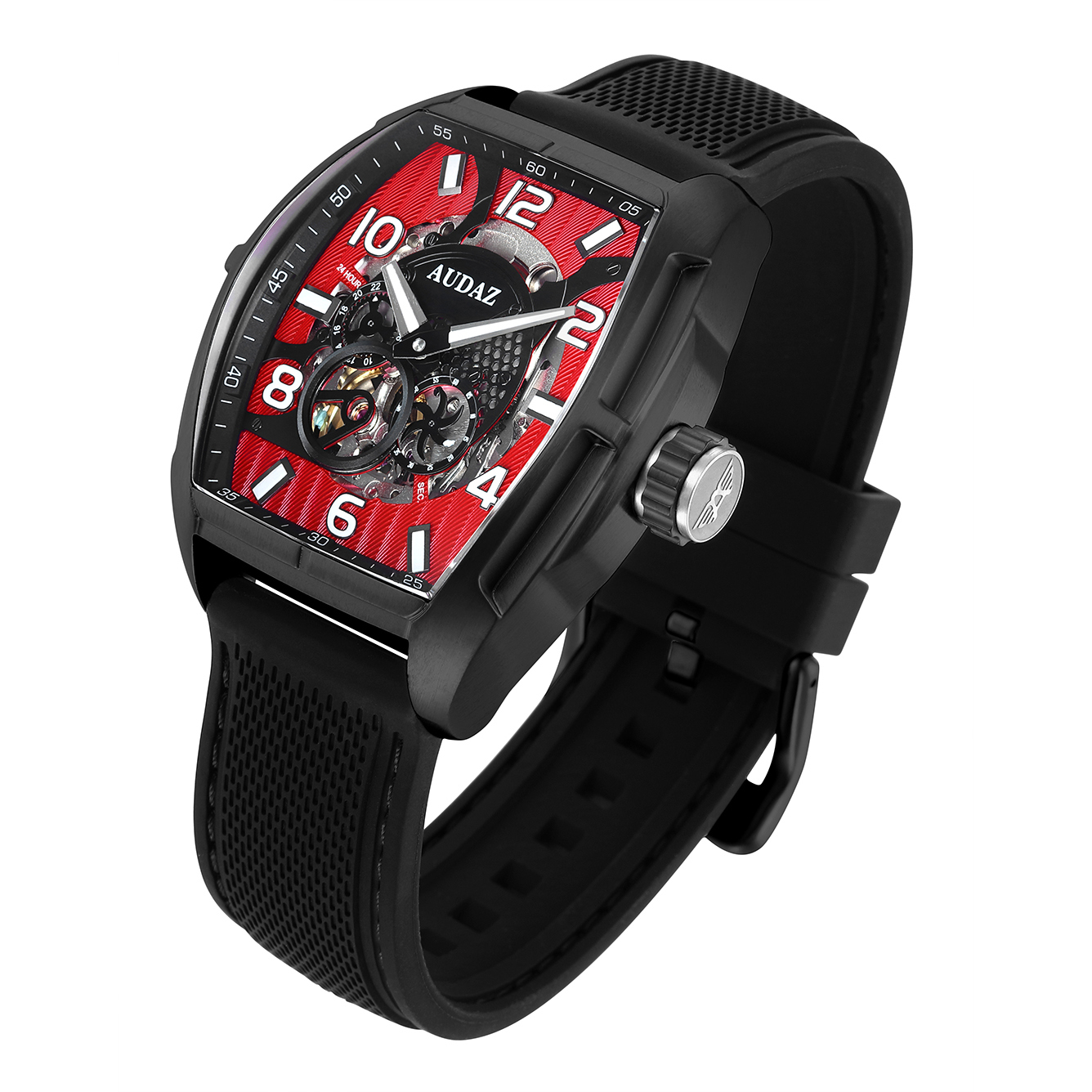 Audaz Predator II Black-Red 44mm Automatic Skeleton