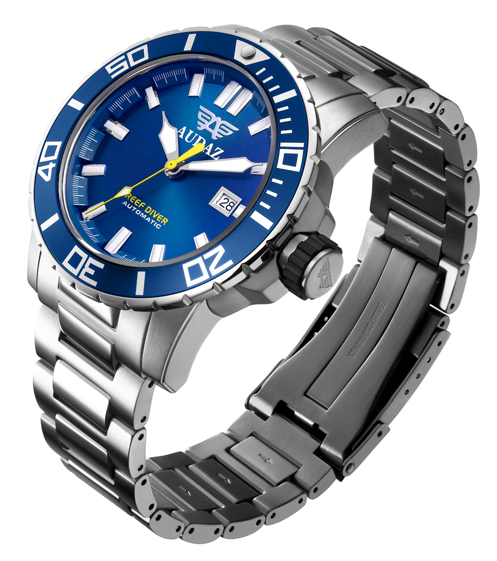 Audaz Reef Diver Swiss Blue 45mm Automatic inkl. Gummiarmband