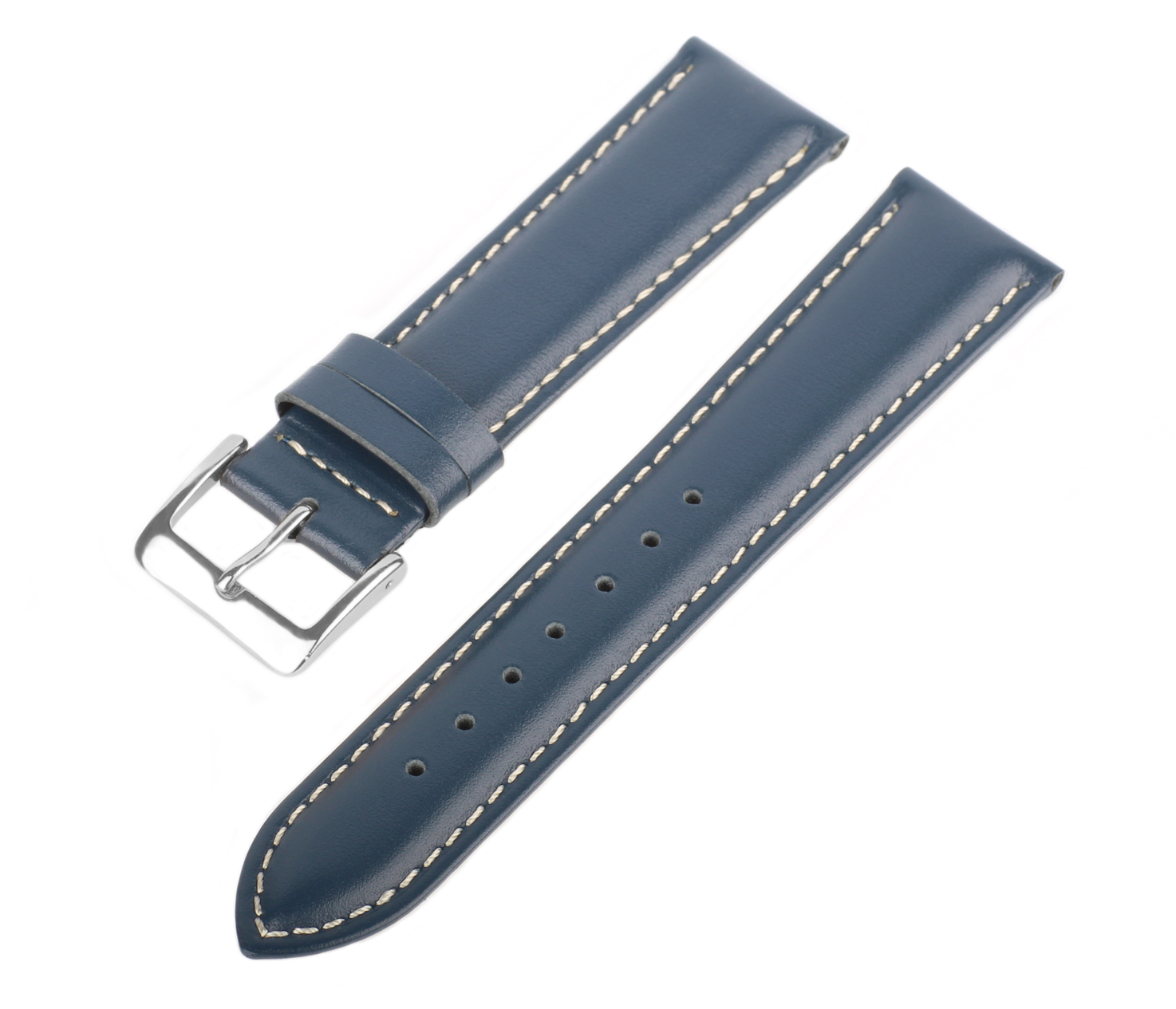 Lederarmband Blau-Weiß LLB-35 Glattleder Uhrenarmband