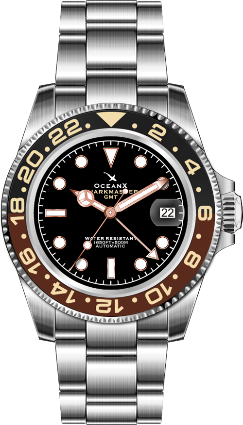 OceanX Sharkmaster GMT 40mm Black-Brown Automatic