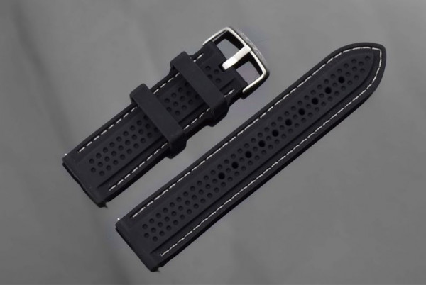 ARAGON Gummiarmband 24 mm Black-White