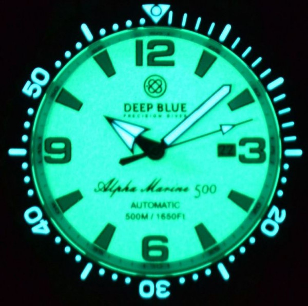 Deep Blue Pro Alpha Marine 500m 44mm Full Blue Lume | TimeStore24.org