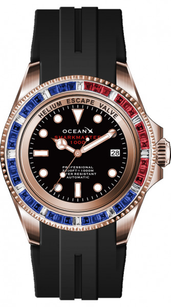 OceanX Sharkmaster 1000 Black Red-Blue Rubber Automatic Limited Edition