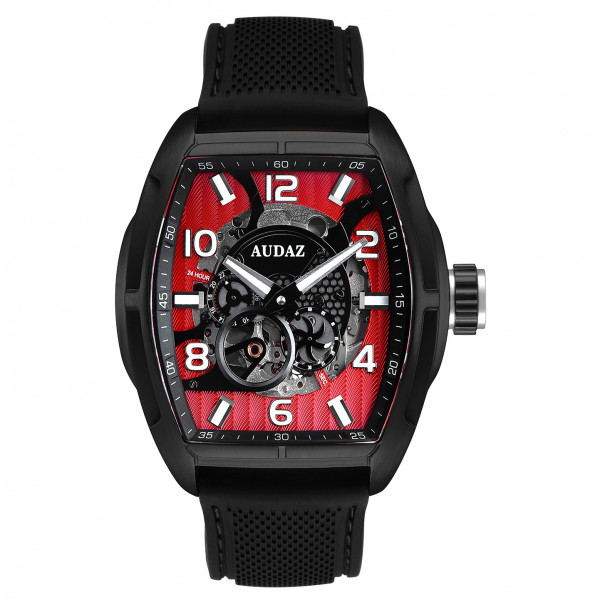 Audaz Predator II Black-Red 44mm Automatic Skeleton