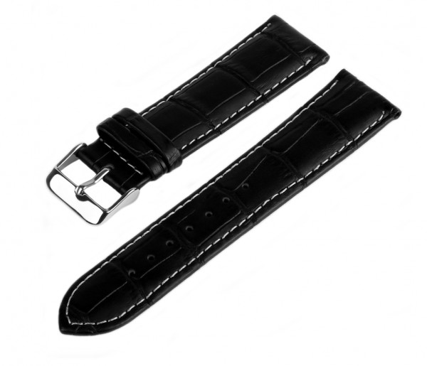 Lederarmband Uhrenarmband Schwarz-Weiß- Croco LM-50