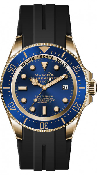 OceanX Sharkmaster 1000 Blue Rubber Gold-IP Automatic