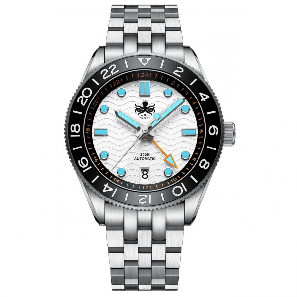 Phoibos Wave Master Silver GMT 200m Diver Automatic Steel