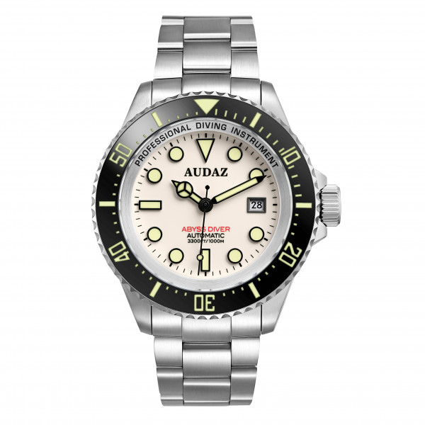 Audaz Abyss Diver White Lume 1000m Automatic inkl. Gummiarmband