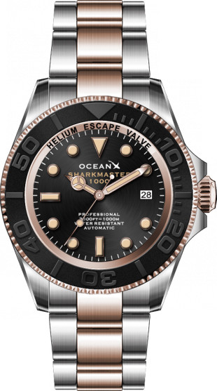 OceanX Sharkmaster 1000 Black-Black Gold-IP Automatic