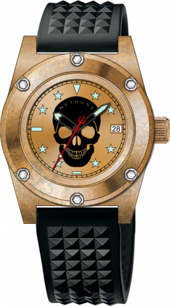 Nethuns Scuba 500 Gold Skull Bronze Steel Automatic