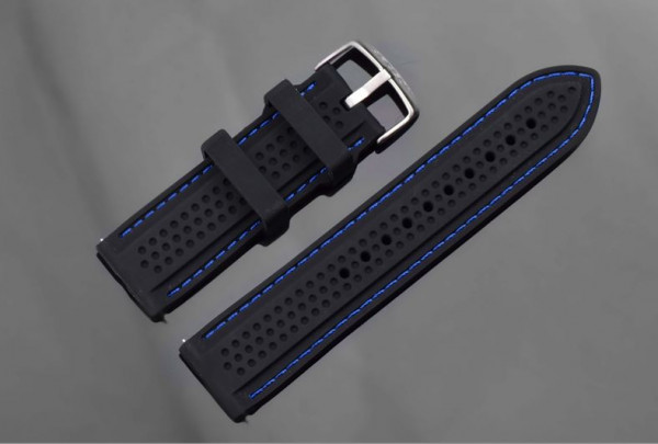 ARAGON Gummiarmband 24 mm Black-Blue