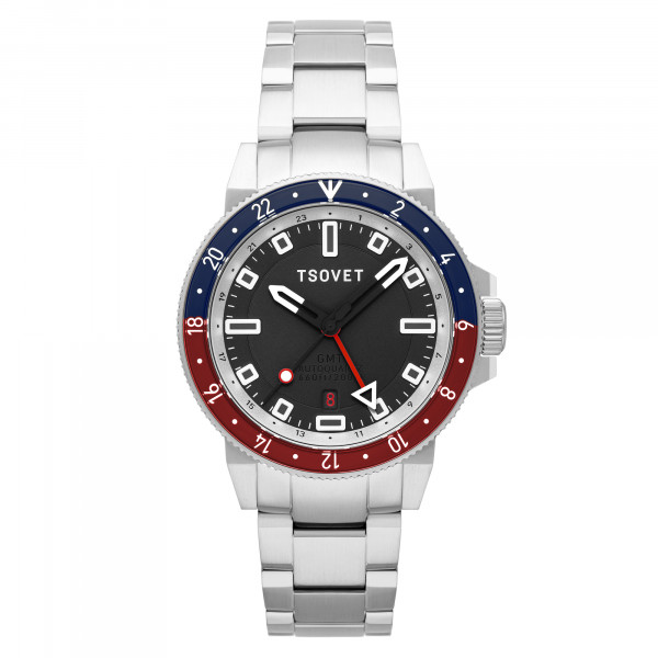 Tsovet Black-Blue-Red SMT DW42 GMT 42mm Automatic Kinematic Hybrid Herrenuhr