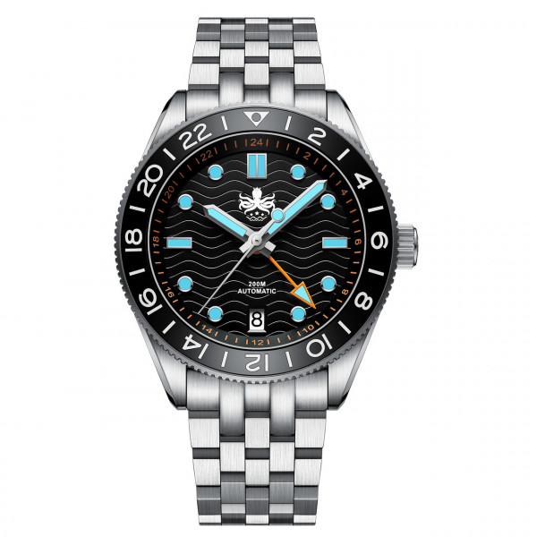 Phoibos Wave Master Black GMT 200m Diver Automatic Steel