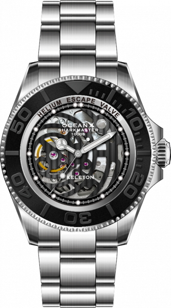 OceanX Sharkmaster 1000 Black-Black Skeleton Automatic