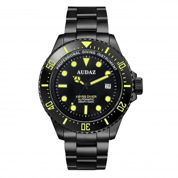 Audaz Abyss Diver Black IP 1000m Automatic inkl. Gummiarmband