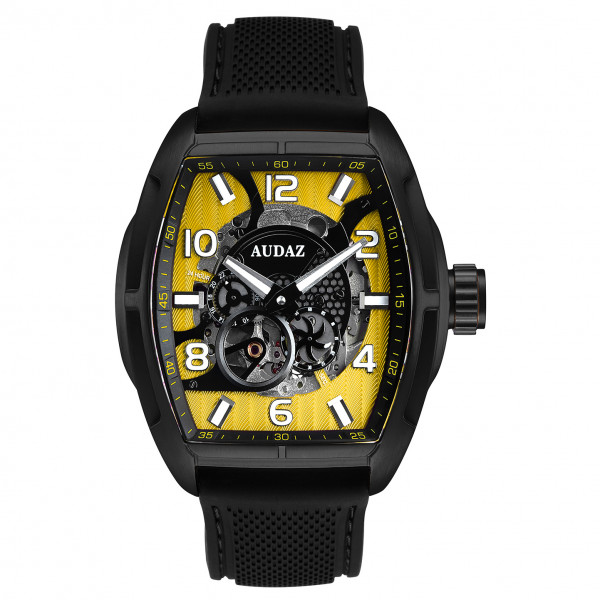 Audaz Predator II Black-Yellow 44mm Automatic Skeleton